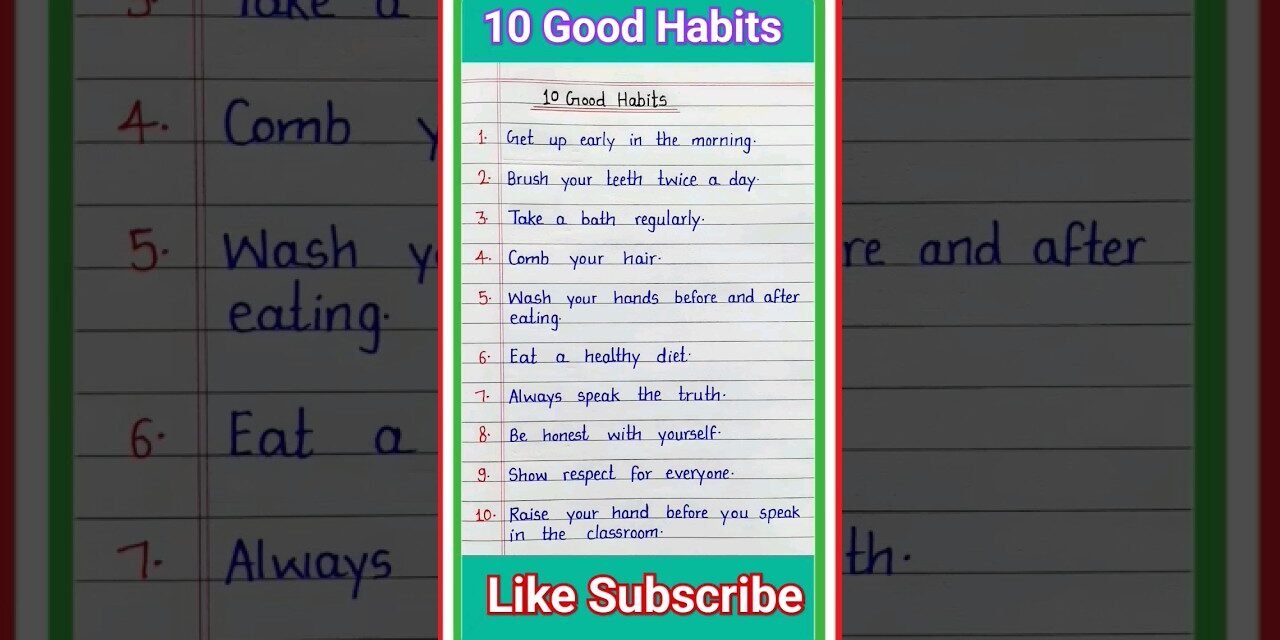 10 good habits // good habits name // 10 good habits ke naam
