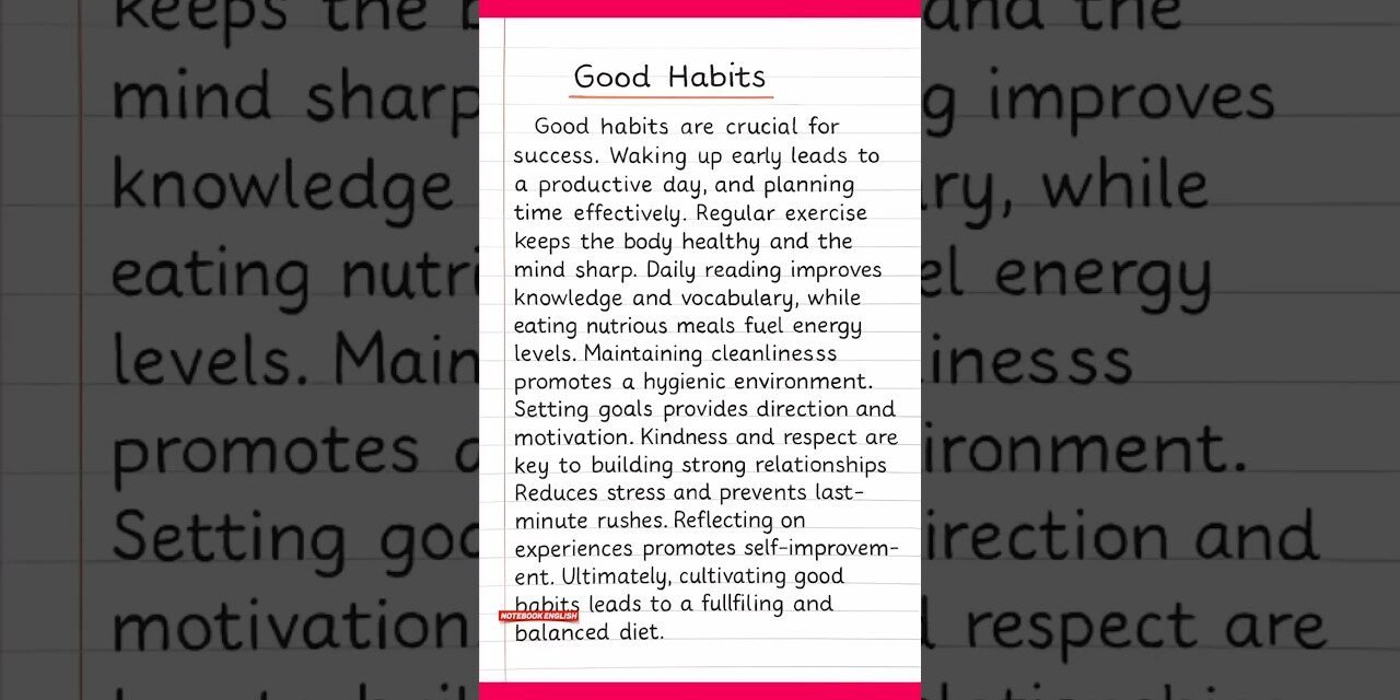 Paragraph Writing on Good Habits | Good Habits Paragraph in English | Short Essay for Students