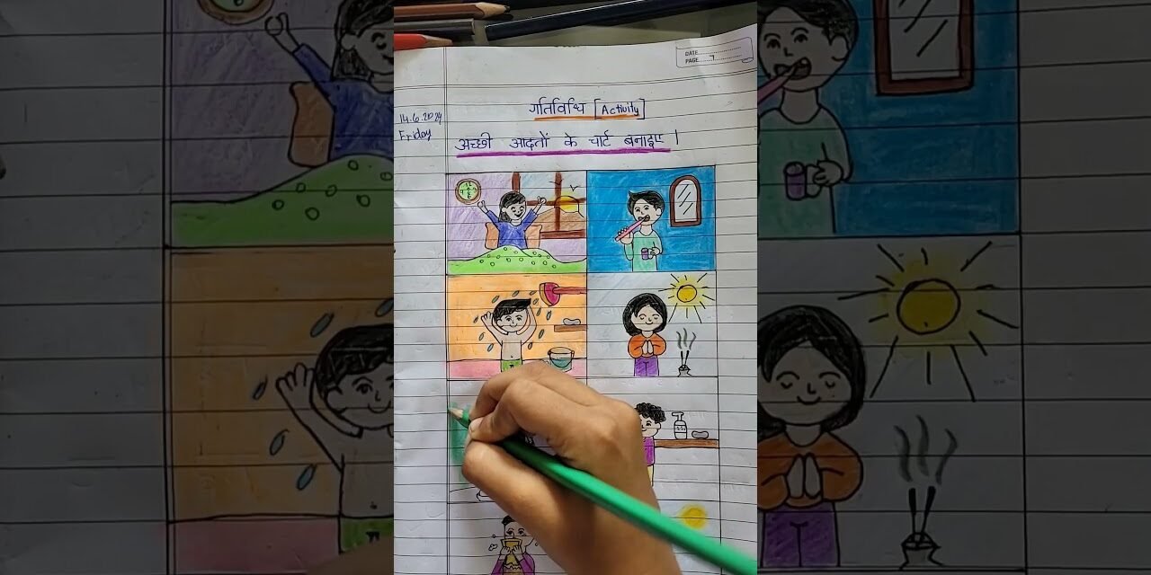 Healthy habits #drawing #hindiactivity #notebook #healthyhabits #standard5 #cbse #schoolactivity